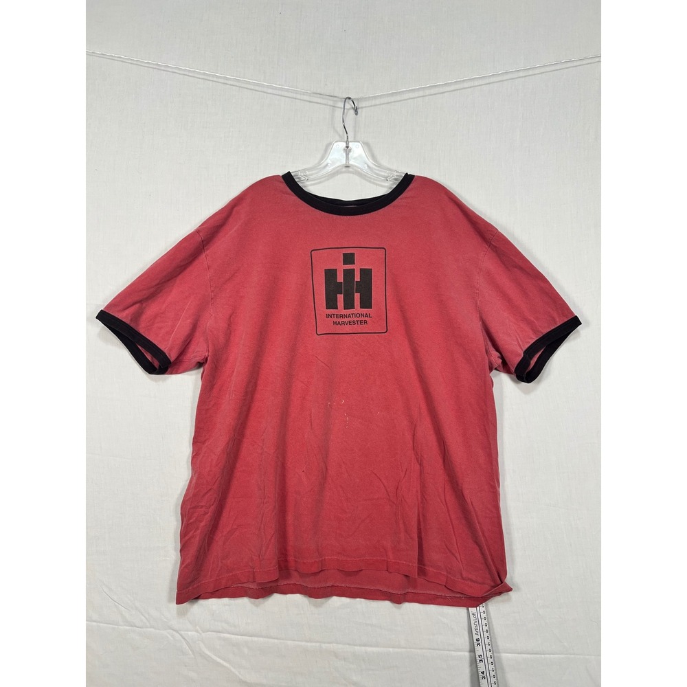 District Threads International Harvester Ringer T-Shirt Red Black XL Logo 3308